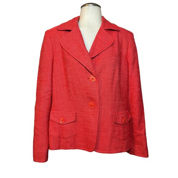 Talbots Petites Blazer Jacket Womens Size 12 Italian Fabric 2 Button Lined - Picture 1 of 6
